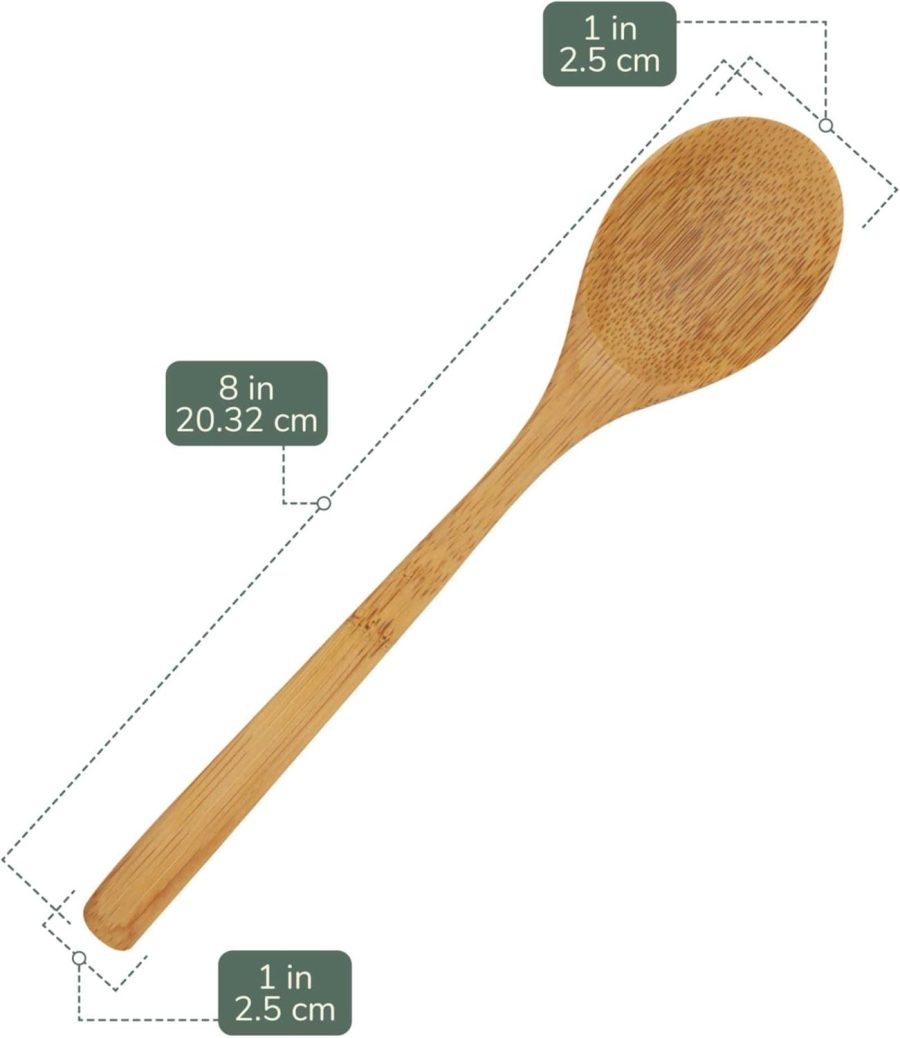 8" Reusable Solid Bamboo Deluxe Dinner Spoon - Dining Flatware - Kitchen Utensils - 10 pcs - Image 2