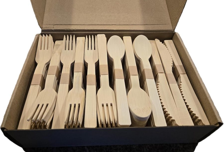 Bamboo Utensil Set, 300 Pieces, 150 Forks, 75 Knives, 75 Spoons, Disposable, biodegradeable, compostable