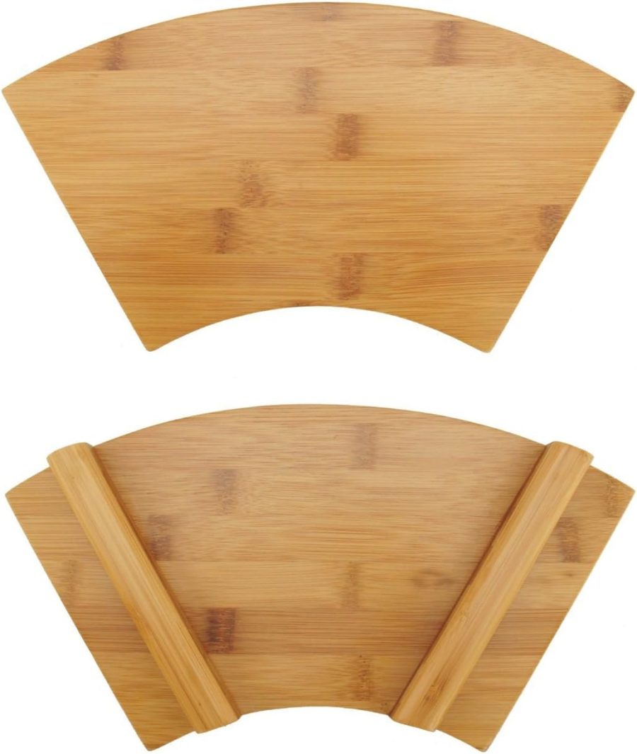 Bamboo Sushi Plate/Tray, Chopsticks and Compartment Sauce Dish, 11.6" Fan - 2 Sets - Image 2