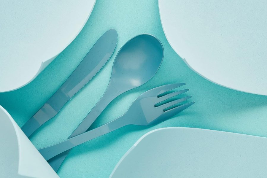 Eco 24 Piece (Fork, Knife, Spoon) Plant Based Cutlery Bamboo Reusable Flatware Set, Blue - Image 2